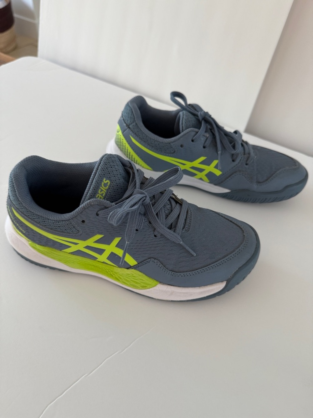 Asics Kids Gray with Neon Yellow Accent Sneakers
